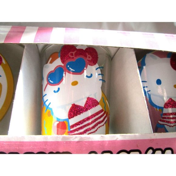 Hello Kitty Glitter Bathing Suite Beach Pool Theme Four Shot Glass Set NIB - Picture 3 of 13